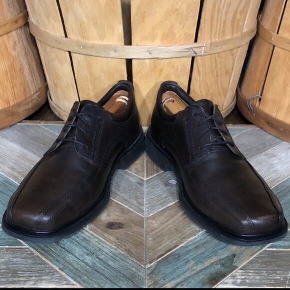 Clarks Unstructured Un Kenneth Way Dark Brown Leather Oxfords Mens Size 9.5 WIDE - Picture 6 of 10